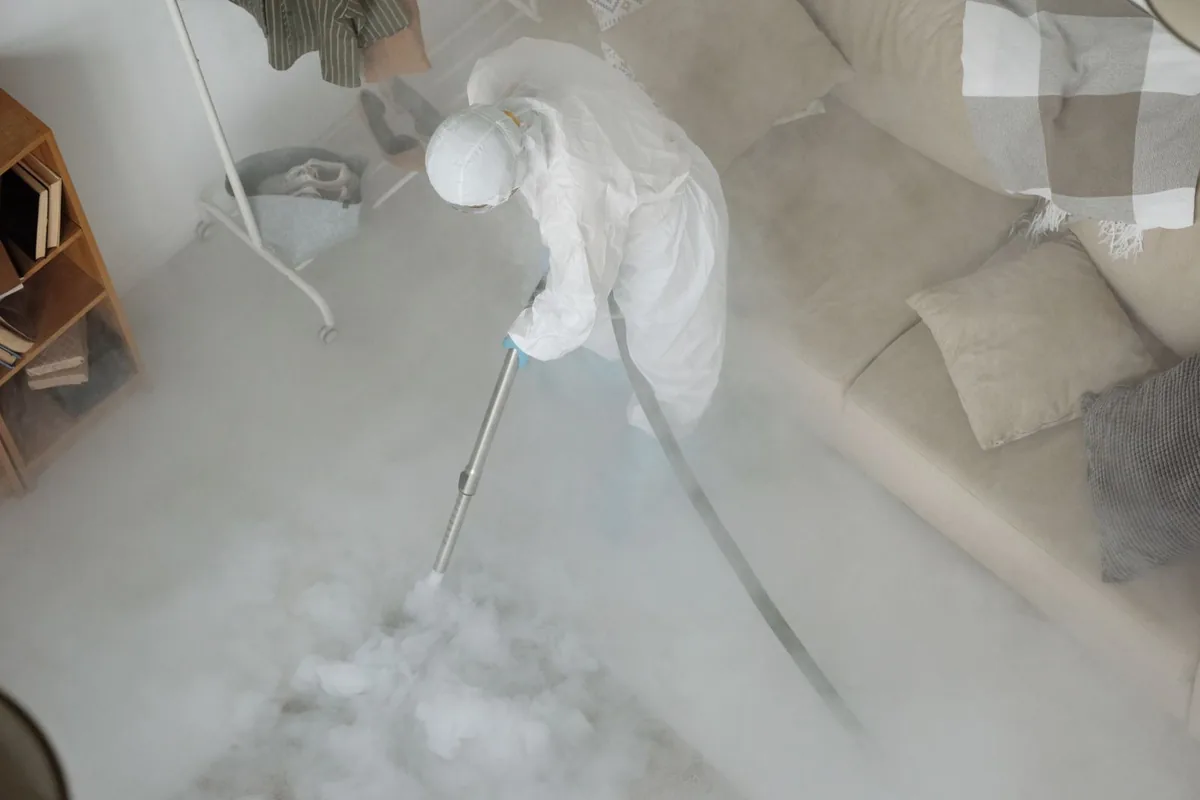 Biohazard cleanup technician in protective equipment, Holiday Hill, Jacksonville, FL